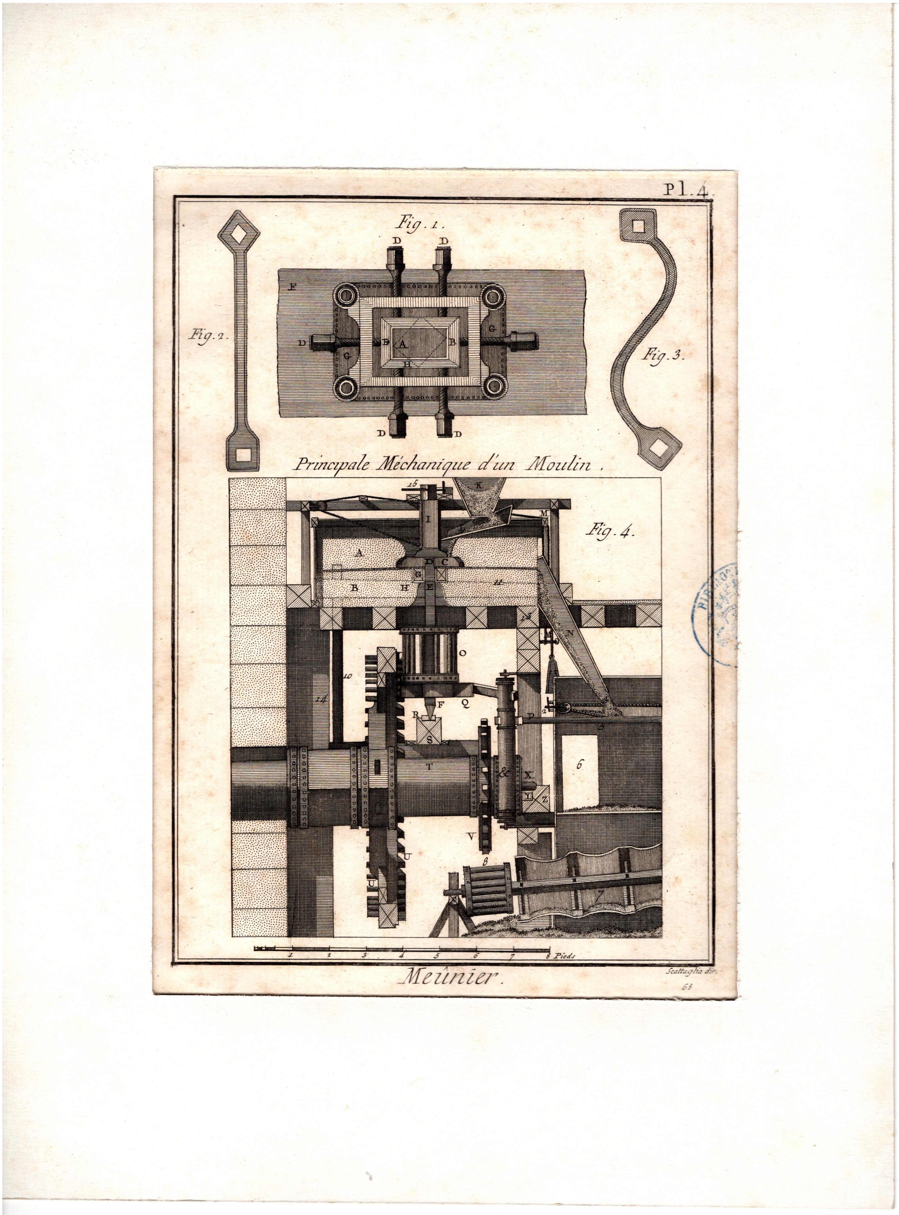 Grafik "Principale Mécanique d`un Moulin"
